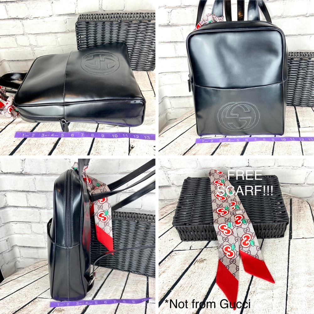Gucci SOHO black leather backpack with organizer and scarf - Picture 16 of 16